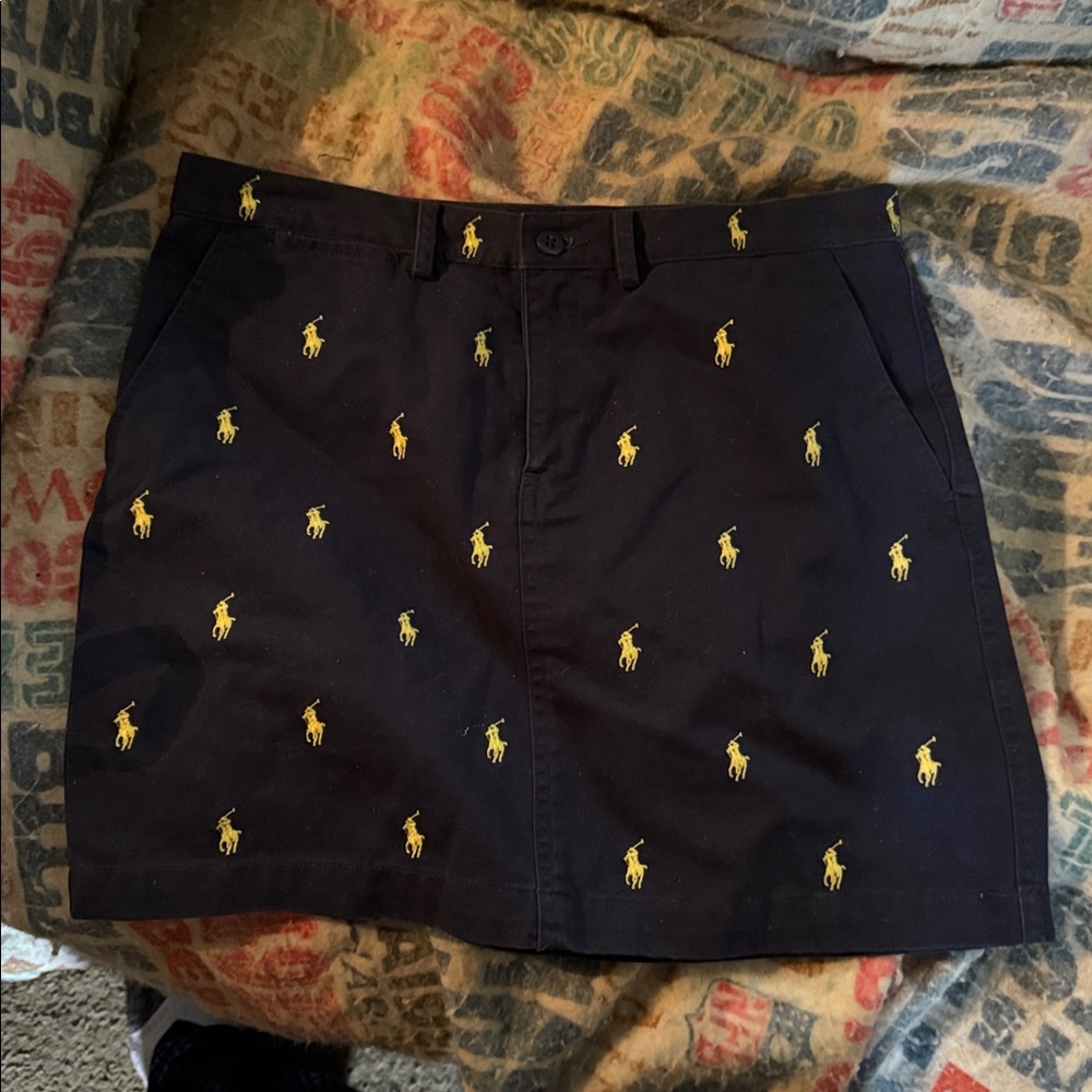 Ralph Lauren Sport Navy Skirt with Yellow Logo